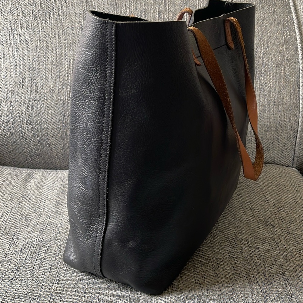 Madewell The transport Pebbled Black Leather  tote Handbag - Picture 3 of 15